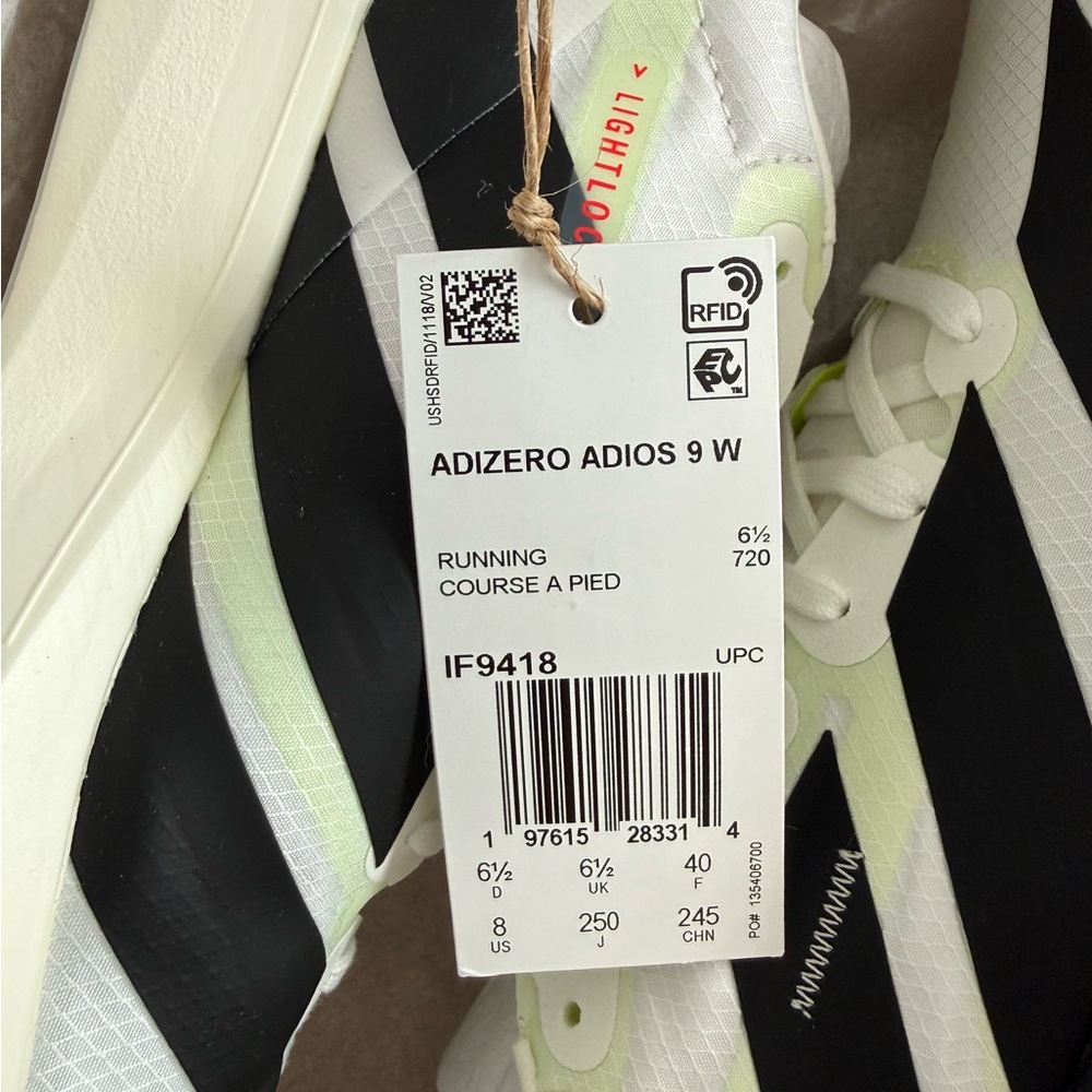 Adidas Adizero 9 US8 White and Black Running Shoes - Picture 3 of 8